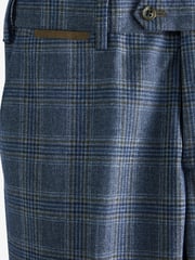 Blue Textured Check Slim Fit Suit: Trousers - Image 2 of 2