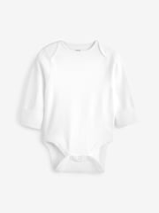 White 3 Pack Kind To Skin Long Sleeve Baby Bodysuits - Image 2 of 4