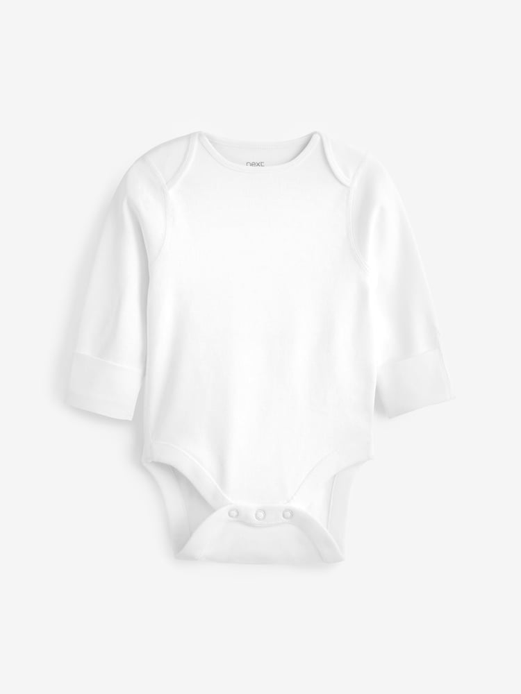 White 3 Pack Kind To Skin Long Sleeve Baby Bodysuits - Image 2 of 4