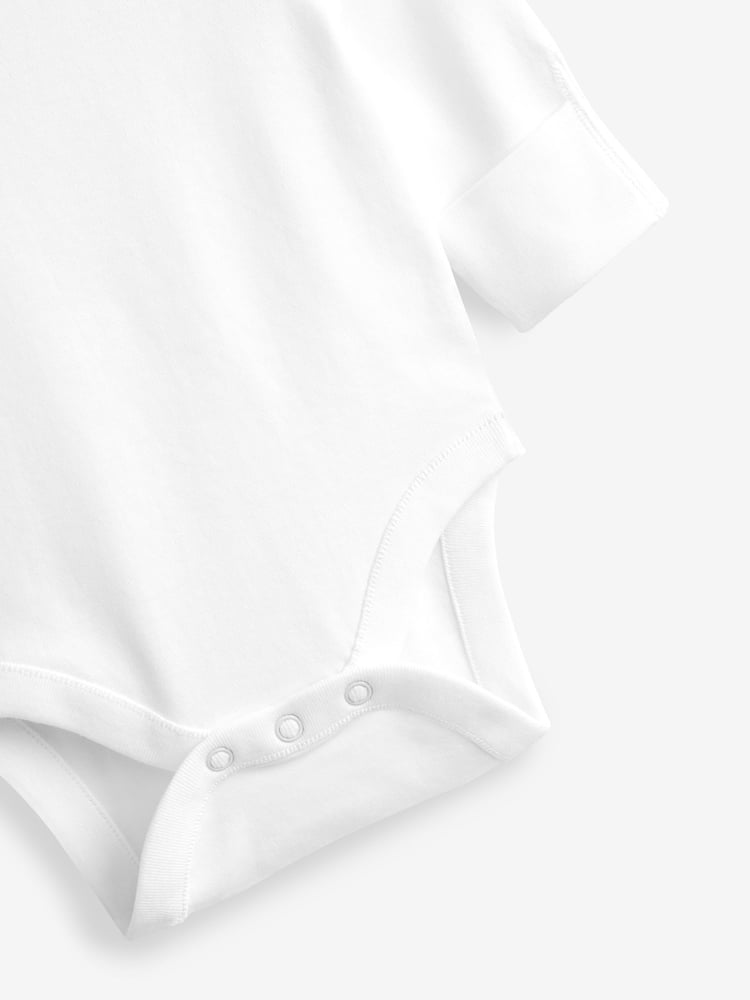 White 3 Pack Kind To Skin Long Sleeve Baby Bodysuits - Image 4 of 4