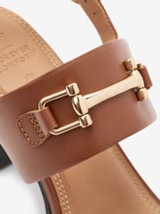 Tan Brown Forever Comfort® Leather Snaffle Block Sandals - Image 6 of 6