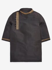 Black Regular Length Embroidered Boys Kurta (3mths-7yrs) - Image 4 of 5