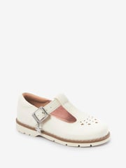 White Standard Fit (F) Star Charm T-Bar Shoes - Image 1 of 4