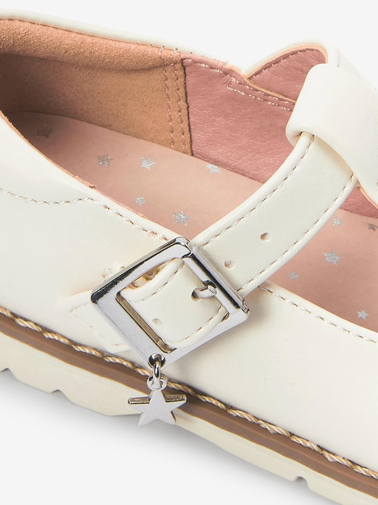 White Standard Fit (F) Star Charm T-Bar Shoes - Image 4 of 4