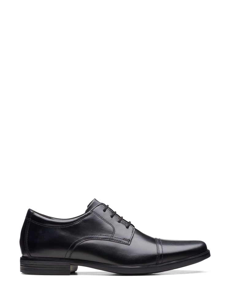 Clarks Black Standard Fit (G) Leather Howard Cap Shoes - Image 1 of 7