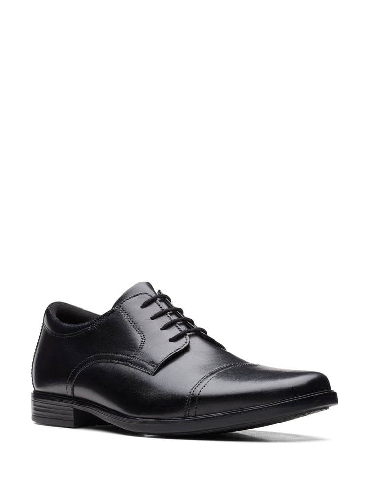 Clarks Black Standard Fit (G) Leather Howard Cap Shoes - Image 2 of 7