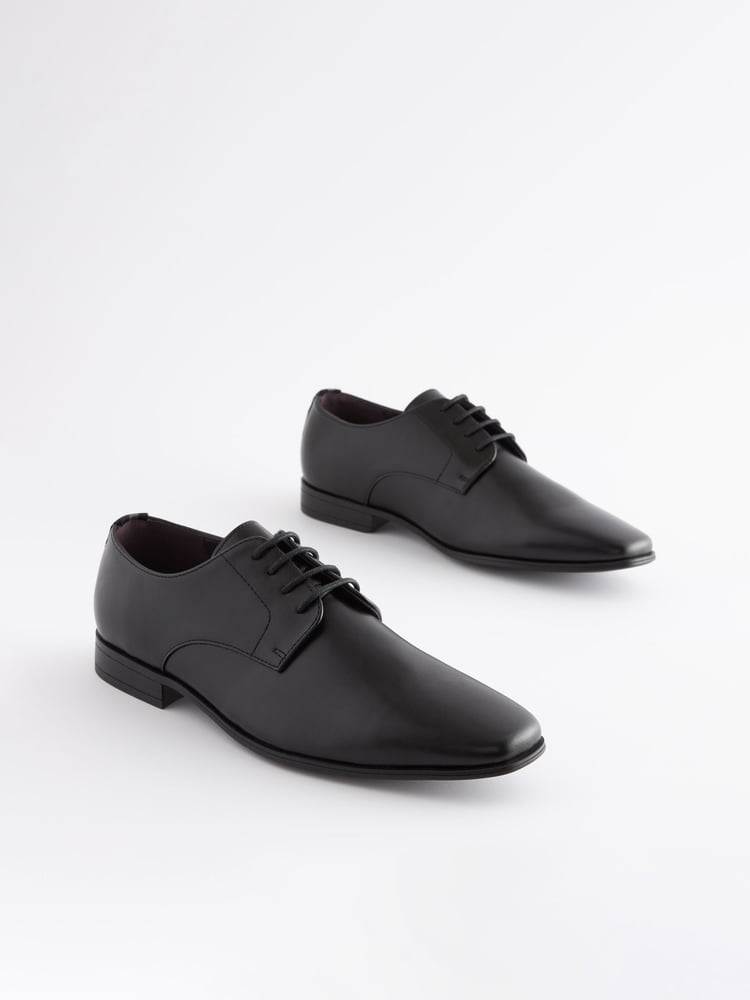 Black Slim Square Derby Shoes - Image 1 of 9