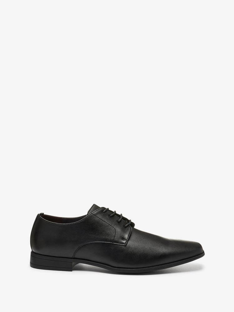 Black Slim Square Derby Shoes - Image 2 of 9