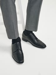 Black Slim Square Derby Shoes - Image 6 of 9