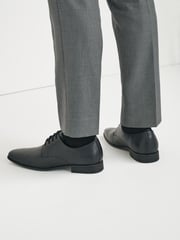 Black Slim Square Derby Shoes - Image 7 of 9
