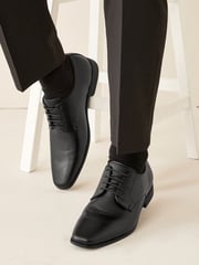 Black Slim Square Derby Shoes - Image 8 of 9