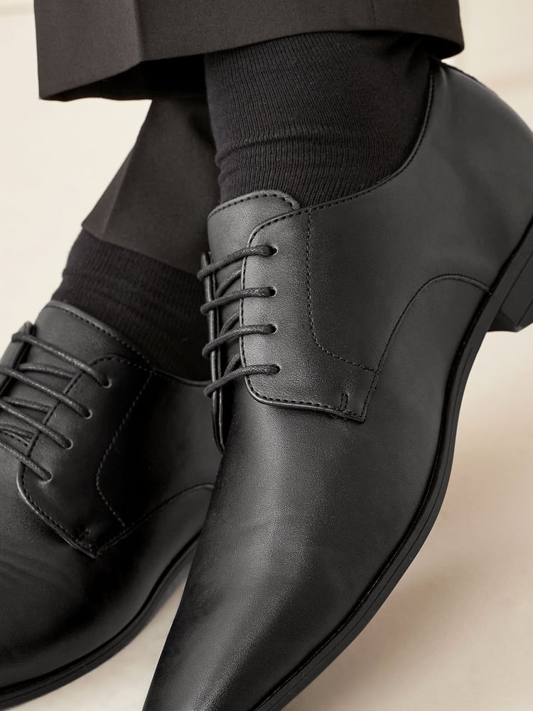 Black Slim Square Derby Shoes - Image 9 of 9