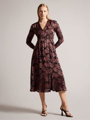 Ted Baker Loiise Midi Black Dress With Skinny Sleeves - Image 1 of 6