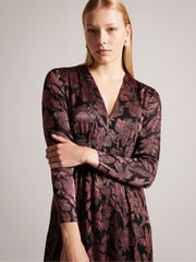 Ted Baker Loiise Midi Black Dress With Skinny Sleeves - Image 3 of 6