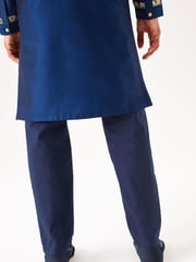 Navy Blue & Gold Regular Length Embroidered Boys Kurta (3-16yrs) - Image 9 of 12