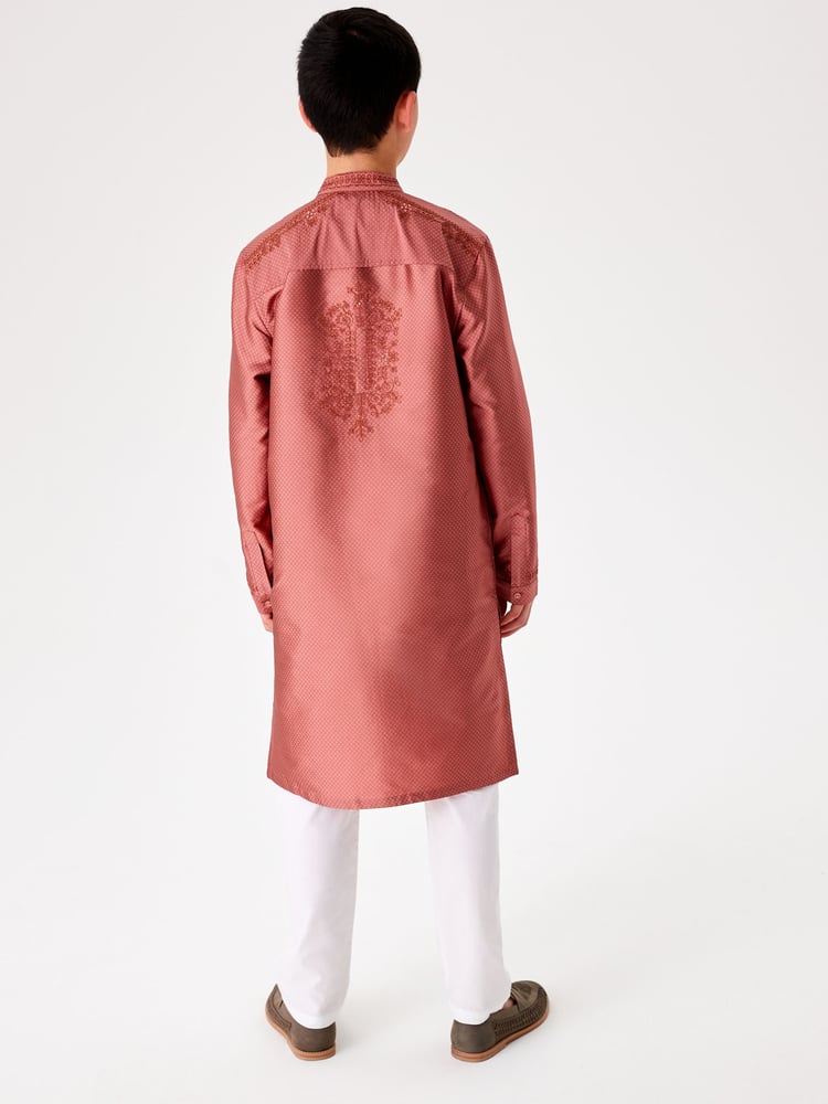 Pink Regular Length Embroidered Boys Kurta (3-16yrs) - Image 2 of 10 Pink Regular Length Embroidered Boys Kurta (3-16yrs) - Image 2 of 10