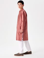 Pink Regular Length Embroidered Boys Kurta (3-16yrs) - Image 3 of 10