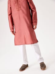 Pink Regular Length Embroidered Boys Kurta (3-16yrs) - Image 4 of 10