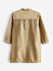 Gold Regular Length Embroidered Boys Kurta (3-16yrs) - Image 7 of 8