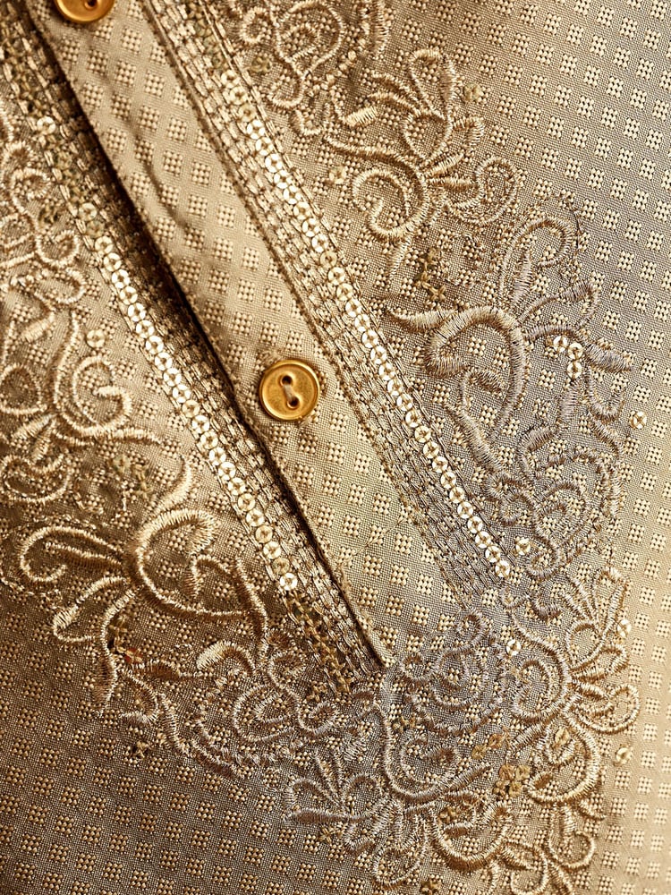 Gold Regular Length Embroidered Boys Kurta (3-16yrs) - Image 8 of 8 Gold Regular Length Embroidered Boys Kurta (3-16yrs) - Image 8 of 8
