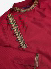 Red Regular Length Embroidered Boys Kurta (3-16yrs) - Image 10 of 10