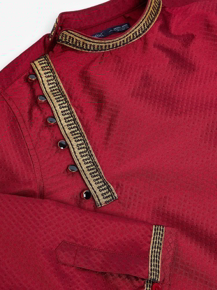 Red Regular Length Embroidered Boys Kurta (3-16yrs) - Image 10 of 10 Red Regular Length Embroidered Boys Kurta (3-16yrs) - Image 10 of 10