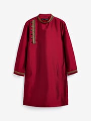 Red Regular Length Embroidered Boys Kurta (3-16yrs) - Image 8 of 10
