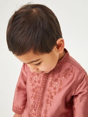 Pink Regular Length Embroidered Boys Kurta (3mths-7yrs) - Image 4 of 6