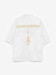 White/Gold Regular Length Embroidered Boys Kurta (3mths-7yrs) - Image 7 of 8