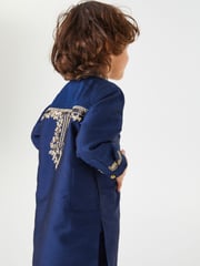 Blue/Gold Regular Length Embroidered Boys Kurta (3mths-7yrs) - Image 2 of 7