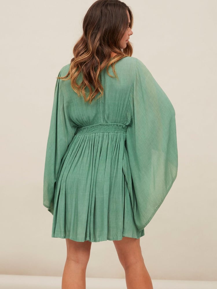 NKN Nekane Olia Wide Sleeve Green Mini Dress - Image 2 of 4