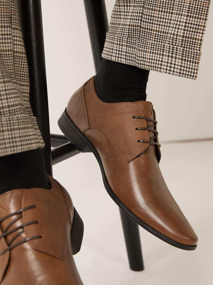 Tan Brown Derby Lace- Up Shoes - Image 1 of 5