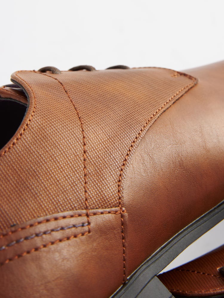 Tan Brown Derby Lace- Up Shoes - Image 5 of 5