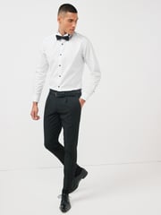 White Slim Fit Single Cuff Dress Shirt and Bow Tie Set - Image 2 of 6