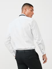 White Slim Fit Single Cuff Dress Shirt and Bow Tie Set - Image 3 of 6