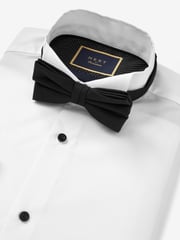 White Slim Fit Single Cuff Dress Shirt and Bow Tie Set - Image 5 of 6