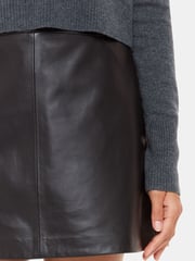 Whistles Black Leather A-Line Skirt - Image 3 of 4