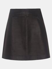 Whistles Black Leather A-Line Skirt - Image 4 of 4