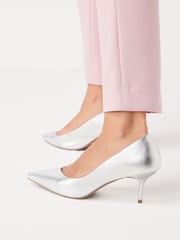 Silver Regular/Wide Fit Forever Comfort® Asymmetric Kitten Court Shoes - Image 3 of 6
