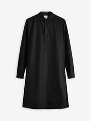 Black Regular Fit 100% Cotton Round Neck Kurta - Image 7 of 9