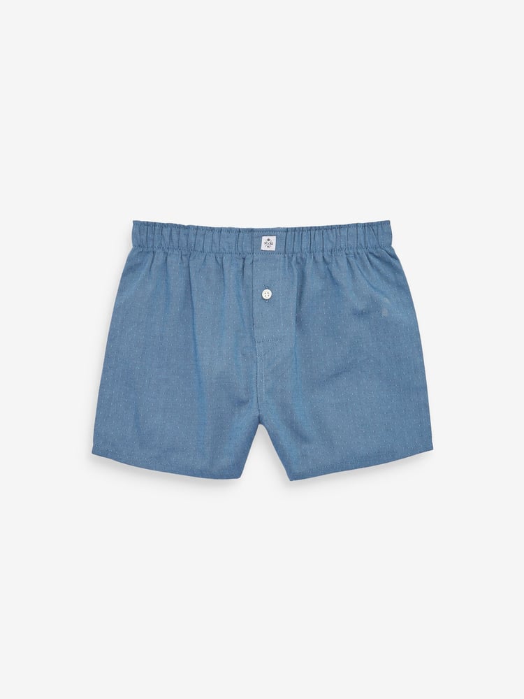 Blue 100% Cotton Woven Trunks 3 Pack (2-16yrs) - Image 2 of 5