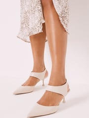 Bone Cream Forever Comfort® Leather High Cut Point Toe Heels - Image 1 of 6