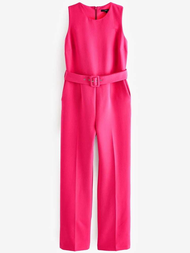 Pink Belted Wide Leg Jumpsuit - Image 5 of 5