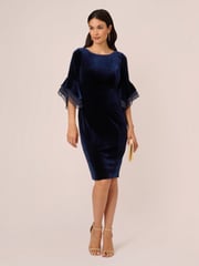 Adrianna Papell Velvet Bell Sleeve Short Dress - Image 1 of 7