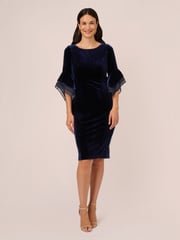 Adrianna Papell Velvet Bell Sleeve Short Dress - Image 2 of 7