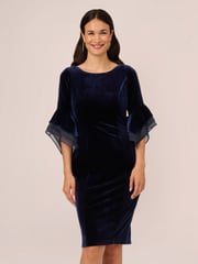 Adrianna Papell Velvet Bell Sleeve Short Dress - Image 3 of 7