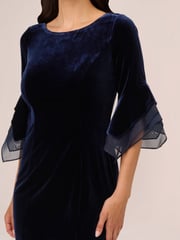 Adrianna Papell Velvet Bell Sleeve Short Dress - Image 4 of 7