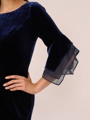 Adrianna Papell Velvet Bell Sleeve Short Dress - Image 5 of 7