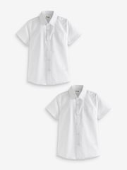 Clarks White Short Sleeve Clarks Boys School Shirts 2 Pack - Image 1 of 5