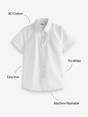 Clarks White Short Sleeve Clarks Boys School Shirts 2 Pack - Image 3 of 5